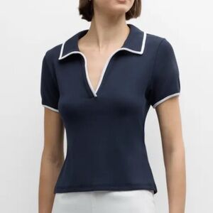 Skin Organics navy polo